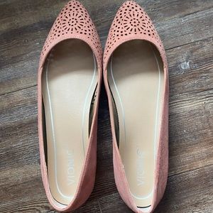 Vionic Carmela Perf Dusty Pink Suede Flats